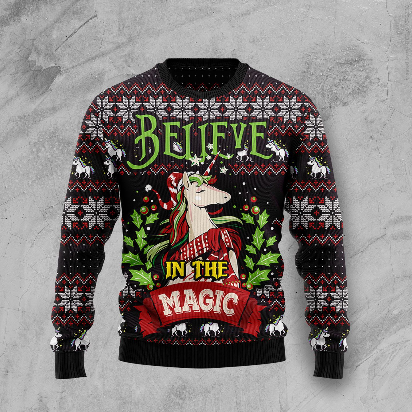 Unicorn Believe In The Magic Ugly Christmas Sweater Ugly Sweater For Men Women