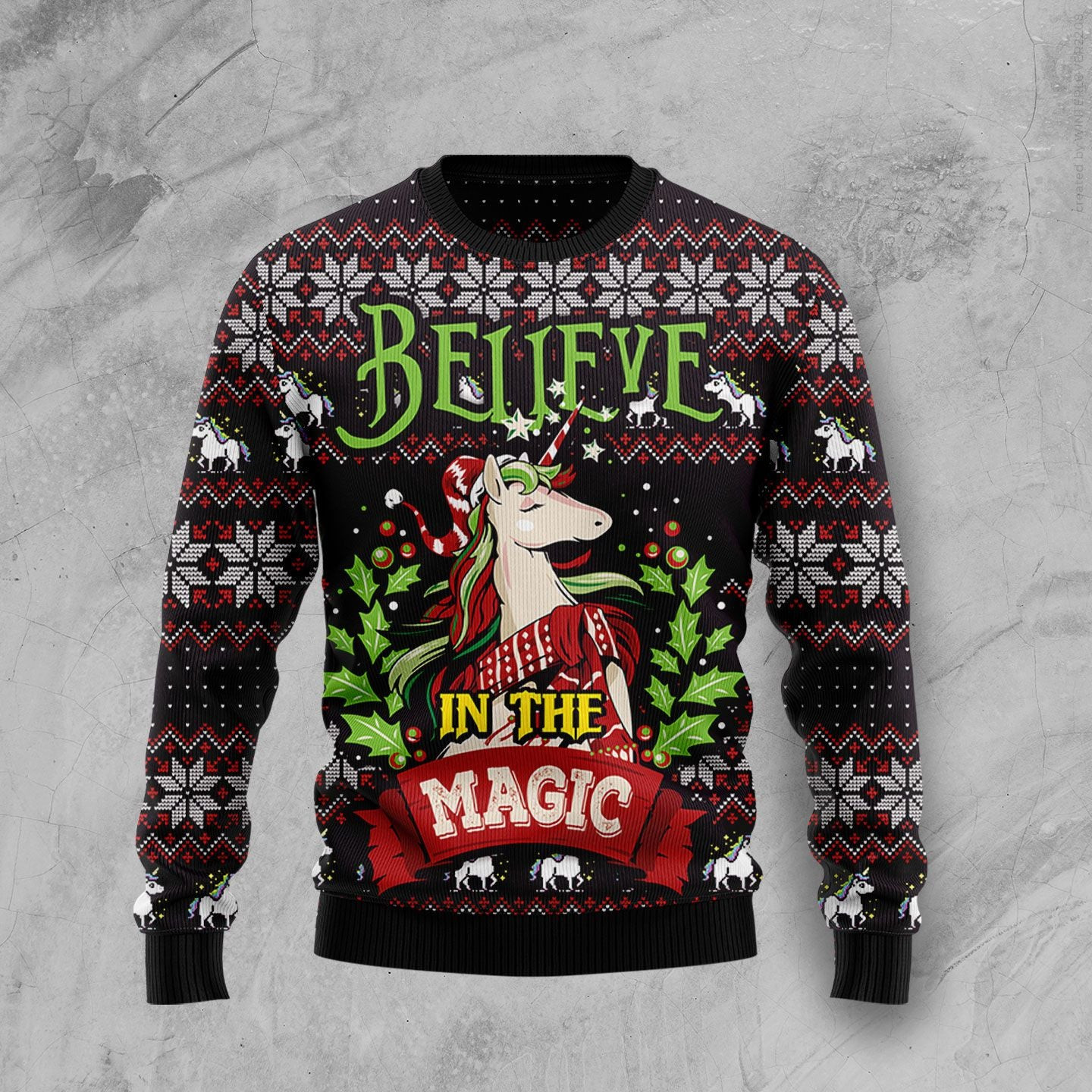 Unicorn Believe In The Magic Ugly Christmas Sweater