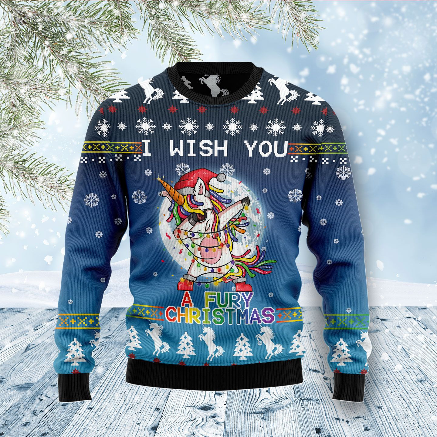 Unicorn Fury Ugly Christmas Sweater