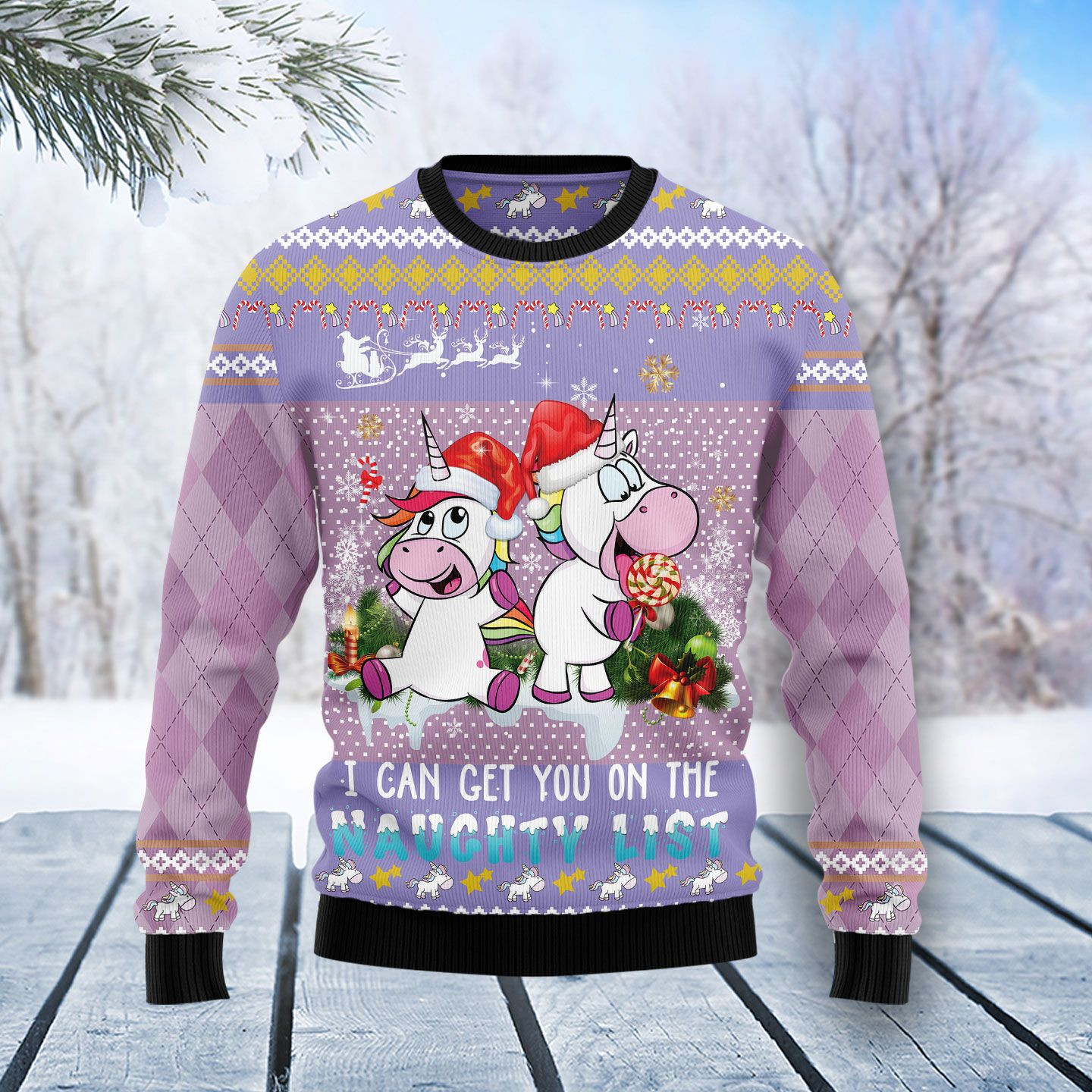 Unicorn Naughty List Ugly Christmas Sweater Ugly Sweater For Men Women