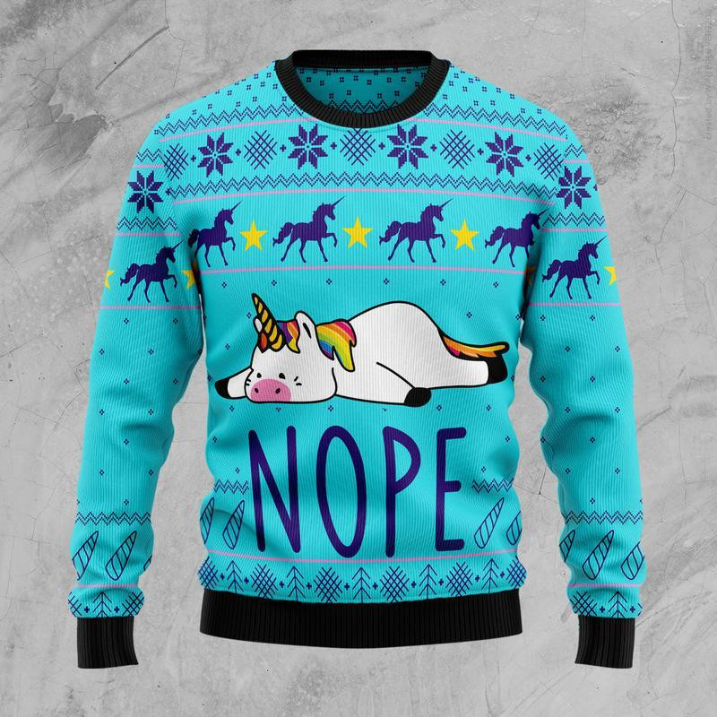 Unicorn Nope Ugly Christmas Sweater Ugly Sweater For Men Women