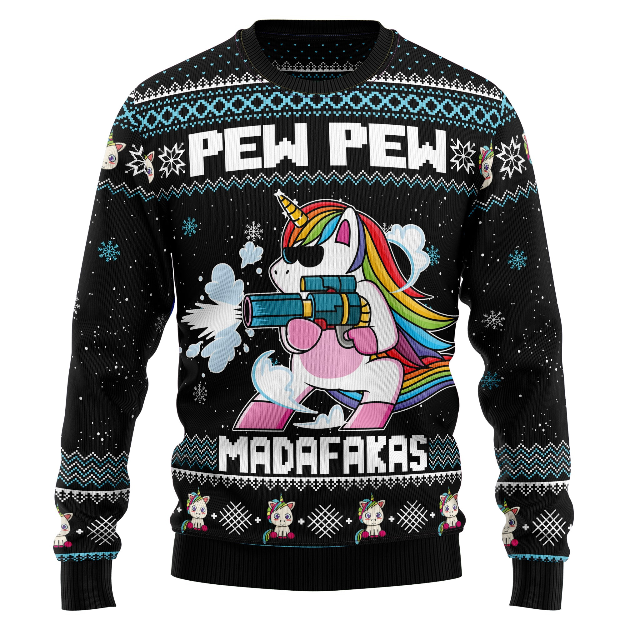 Unicorn Pew Pew Ugly Christmas Sweater