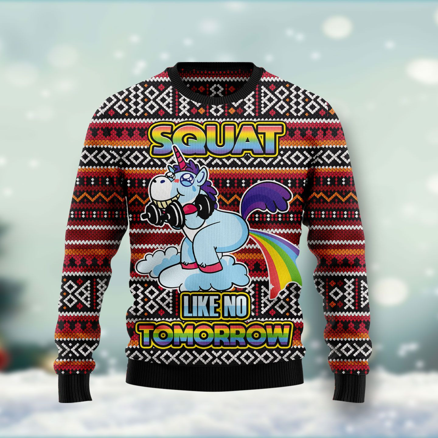 Unicorn Squat Like No Tomorrow Ugly Christmas Sweater Ugly Sweater For Men Women