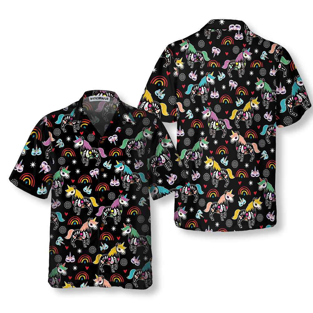 Unicorn Tops Peach Day Of The Dead Hawaiian Shirt Unique Day Of The Dead Gift