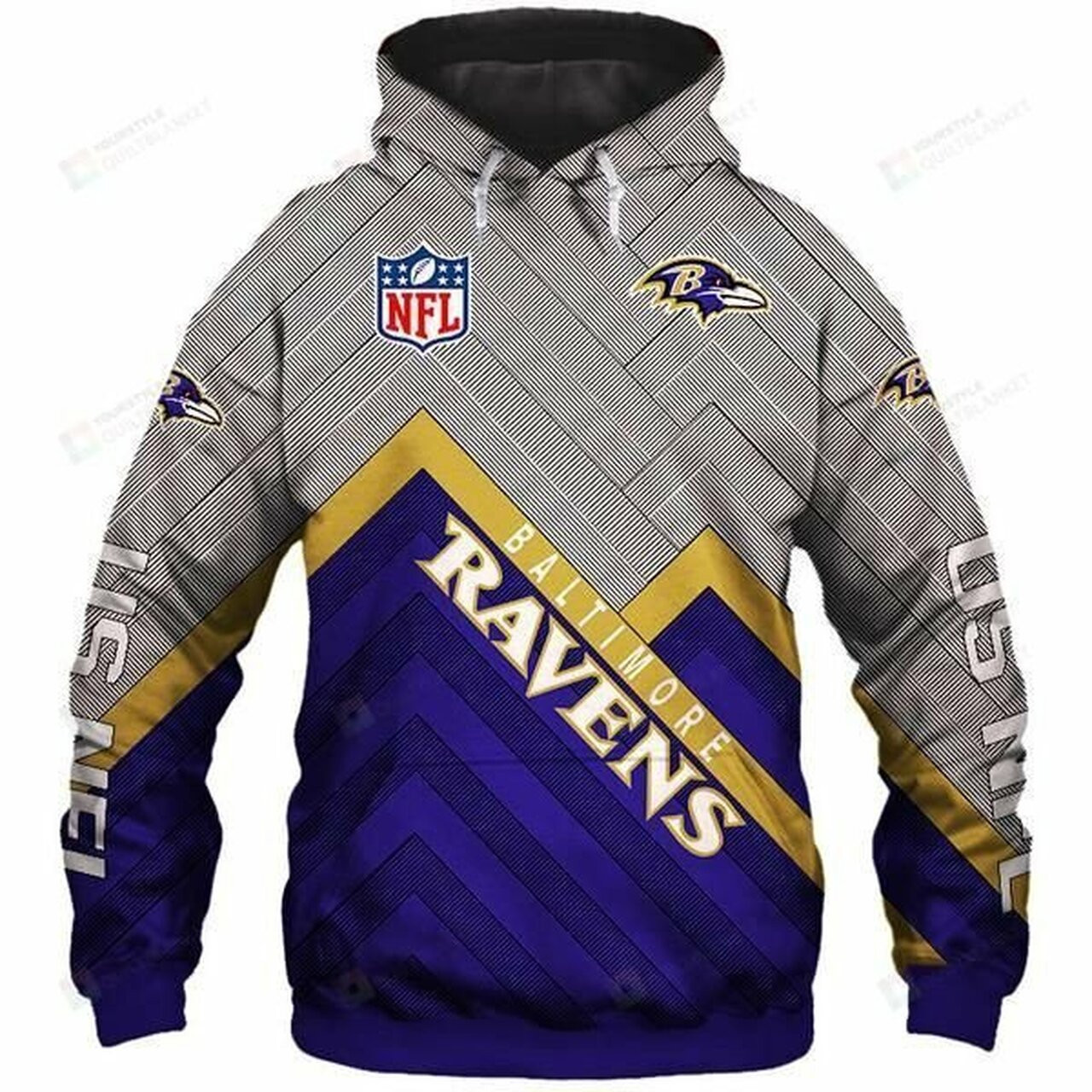 Unisex Baltimore Ravens Nfl Rugby Team 3d All Over Print Hoodie