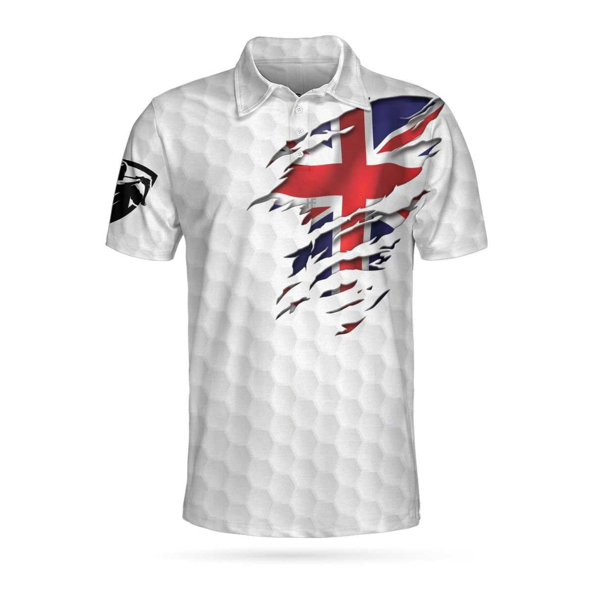 United Kingdom Eagle Flag Polo Shirt Golf Pattern Ripped Great Britain Jack Polo Shirt UK Golf Shirt For Men