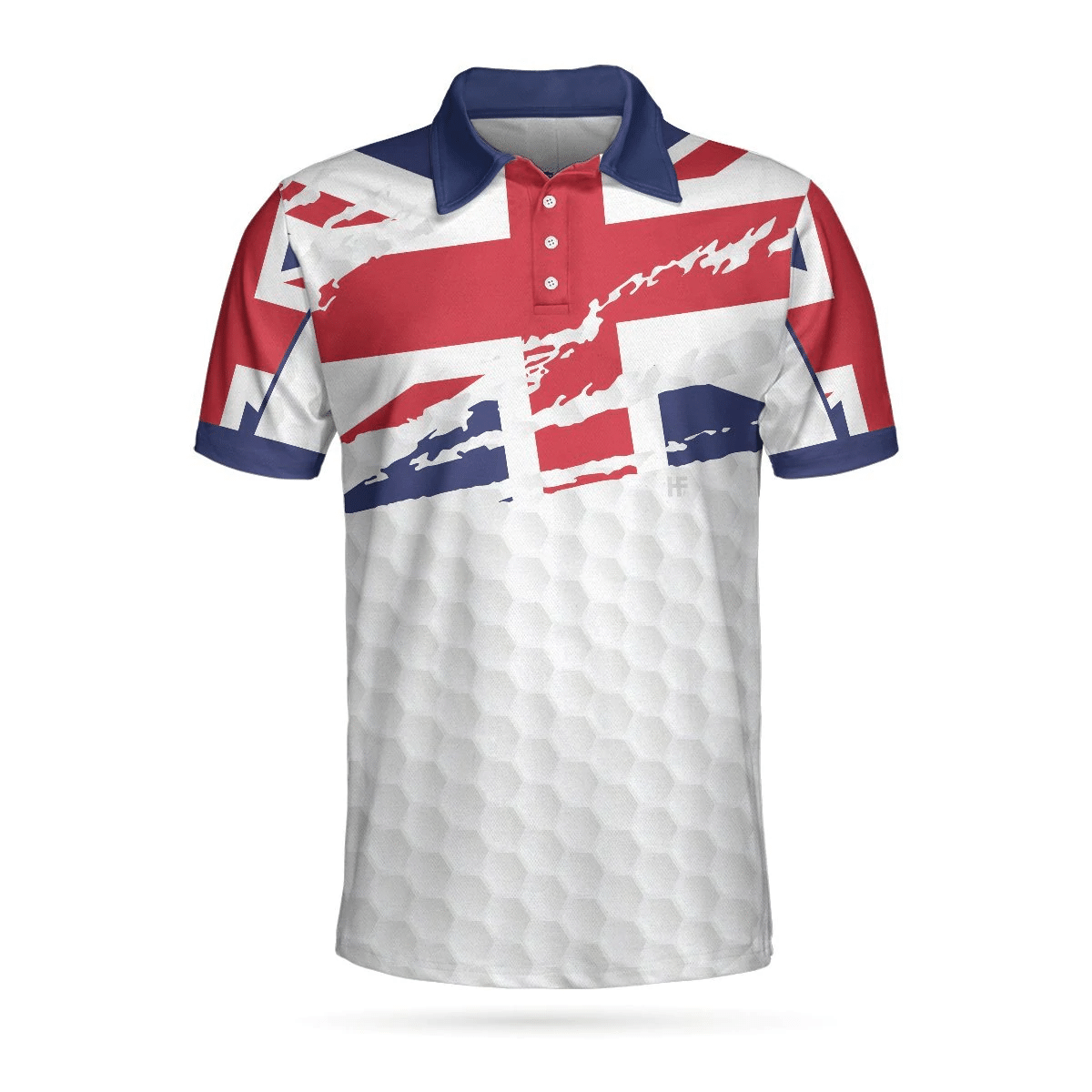 United Kingdom Flag Golf Texture Black Golfer Polo Shirt Great Britain Jack Polo Shirt UK Golf Shirts Short Sleeve Polo For Men