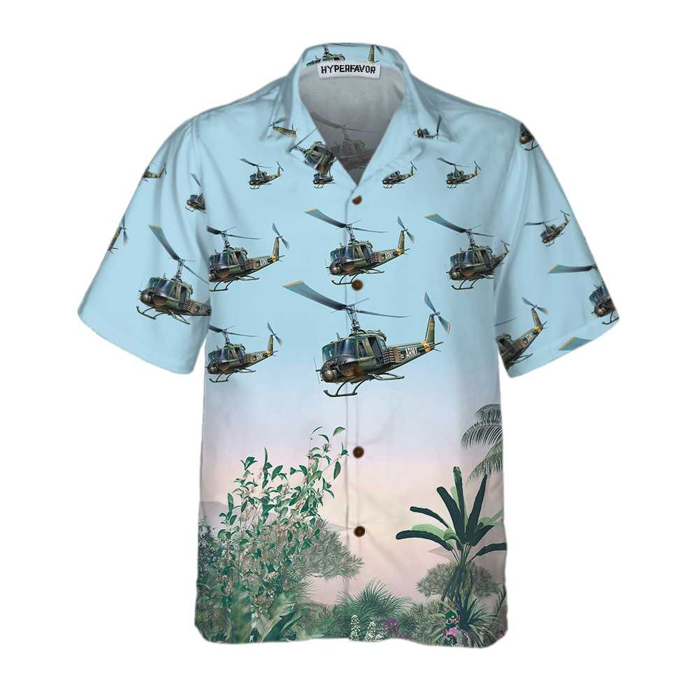 Us Army Helicopter Hawaiian Shirt Tropical Helicopter Shirt For Men