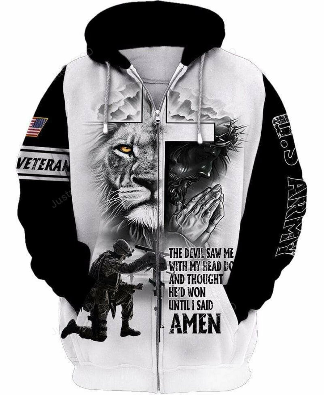 Us Army Lion God Veteran Amen 3d All Print Hoodie