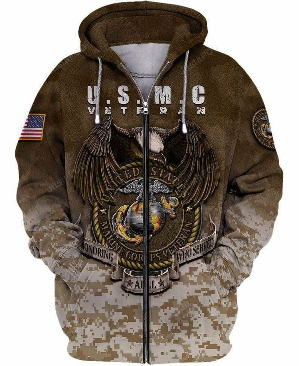 Us Marine Corps Honoring All Who Served 3d All Print Hoodie