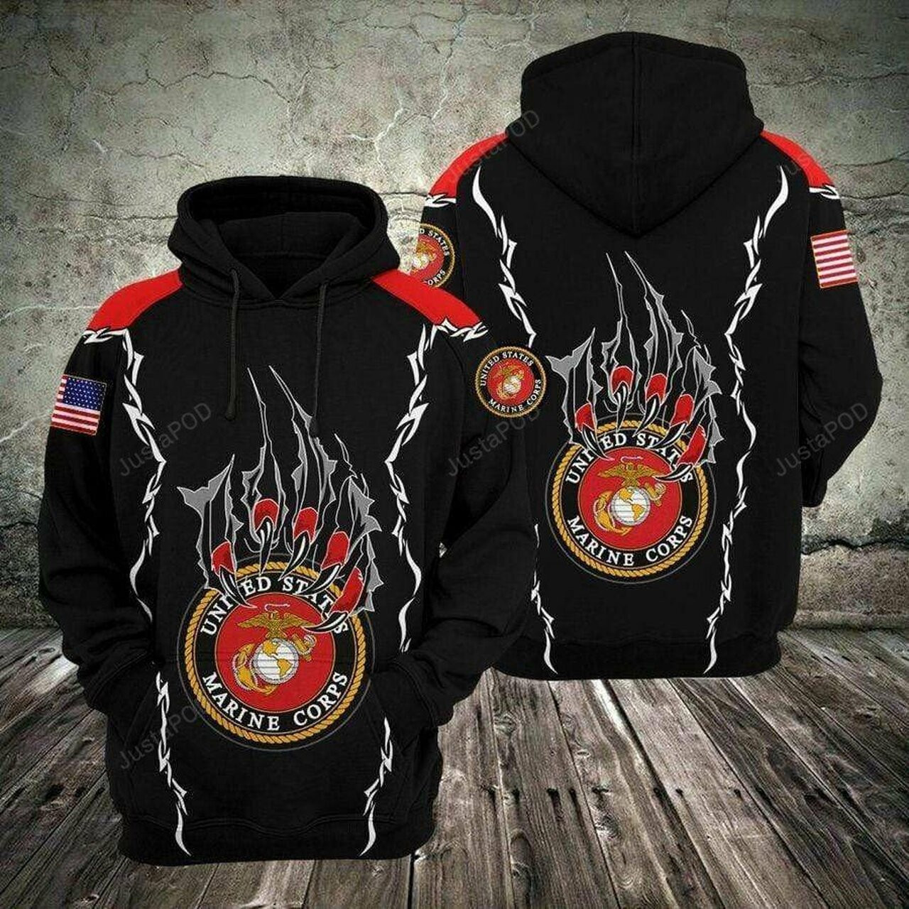 Us Marine Corps Scratching 3d All Print Hoodie