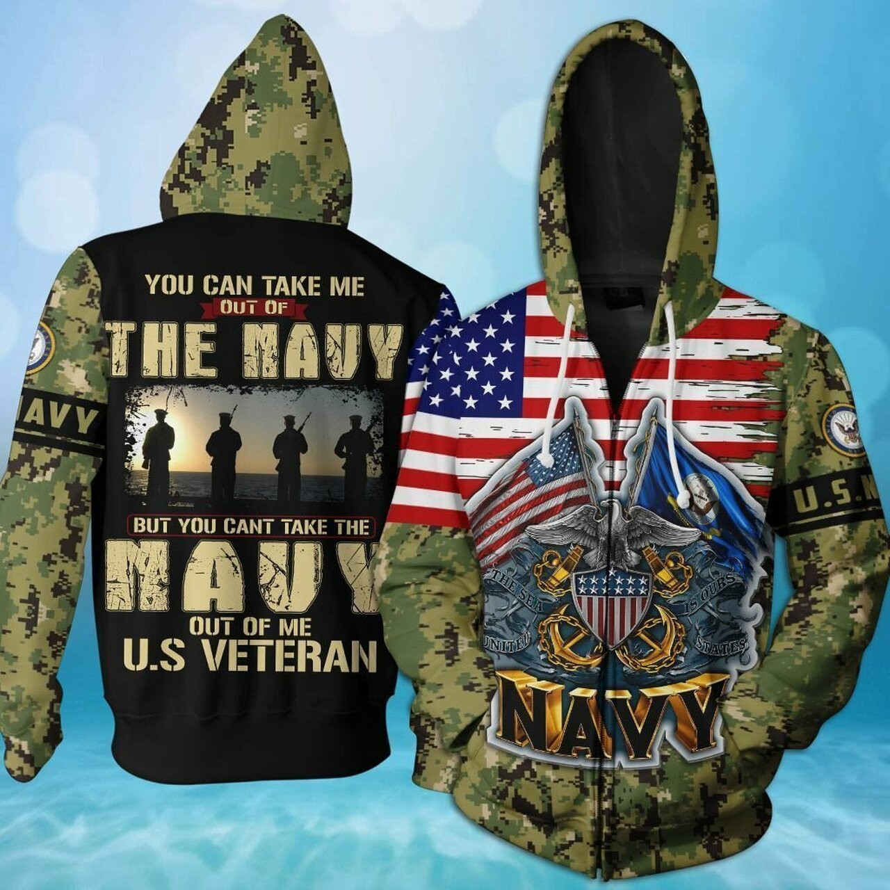 Us Navy 3d All Over Print Hoodie