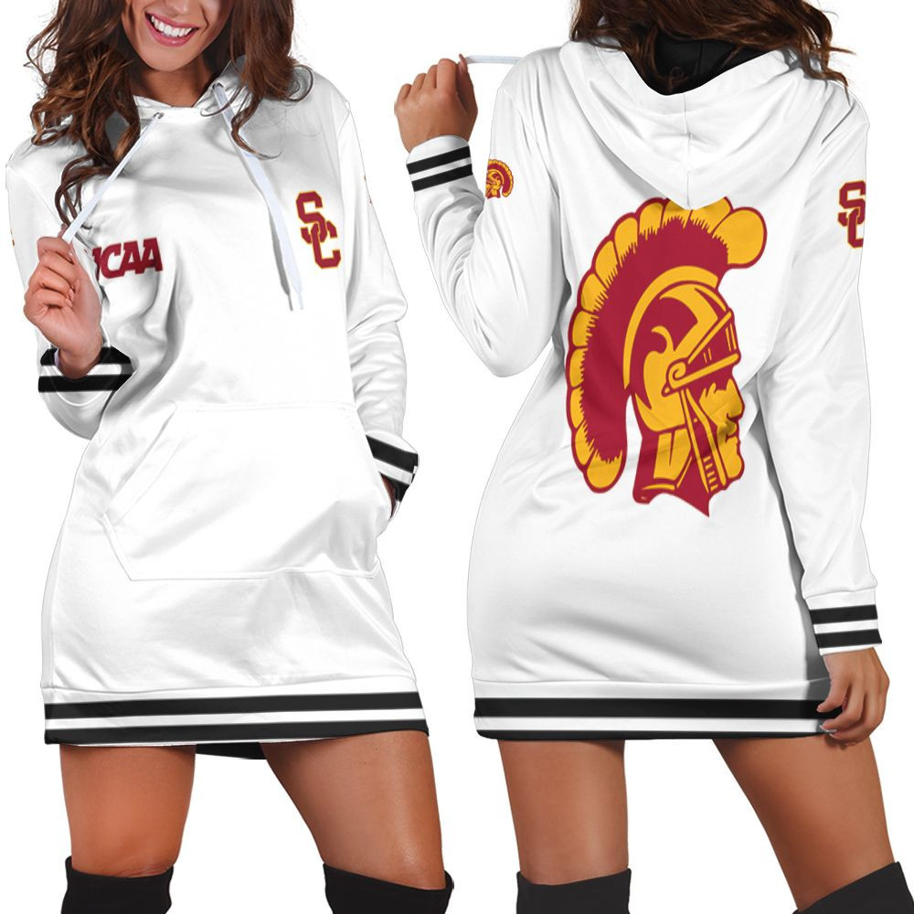 Usc Trojans Ncaa Classic White With Mascot Logo Gift For Usc Trojans Fans Hoodie Dress Sweater Dress Sweatshirt Dress