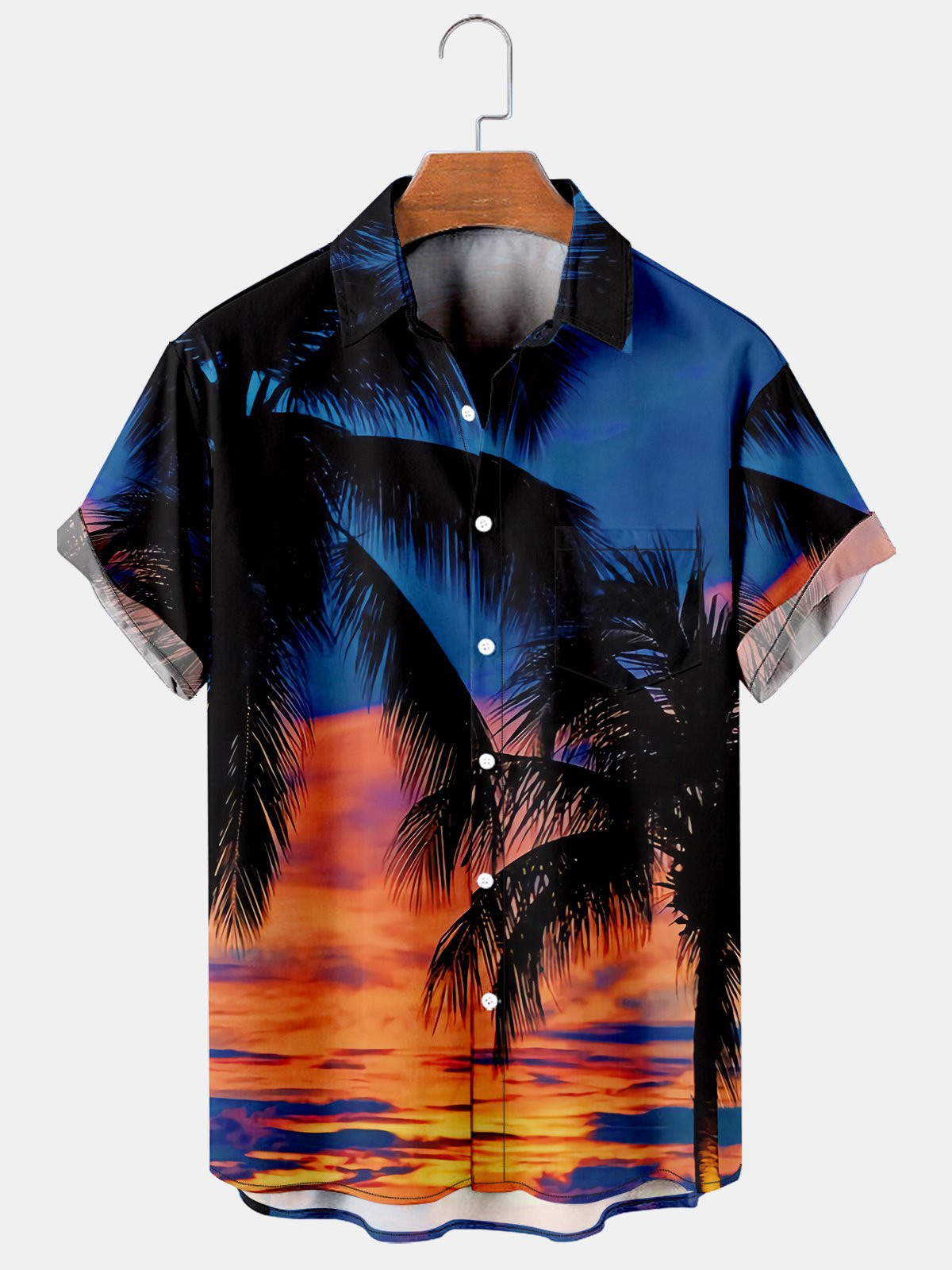 Vacation Leisure Plant Elements Coconut Tree Pattern Hawaiian Style Printed Shirt Top