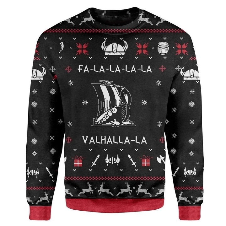 Valhalla Viking Ugly Christmas Sweater Ugly Sweater For Men Women