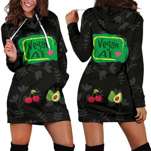 Vegan Af Hoodie Dress Sweater Dress Sweatshirt Dress 3d All Over Print For Women For Healthy Vegans Hoodie
