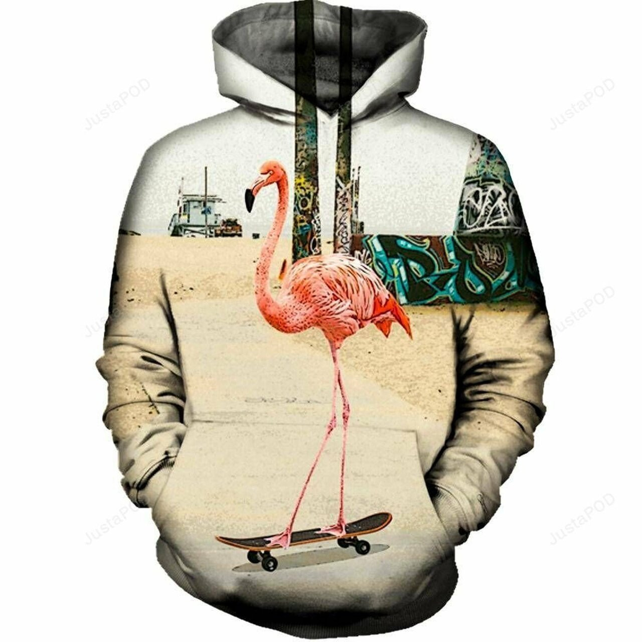 Venice Beach Flamingo 3d All Over Printed Hoodie, Zip-up Hoodie