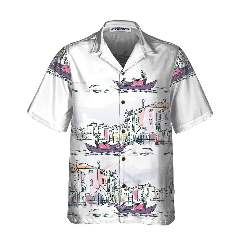 Venice Boat Hawaiian Shirt Short Sleeve Sailboat Shirt Unique Nautical Shirt