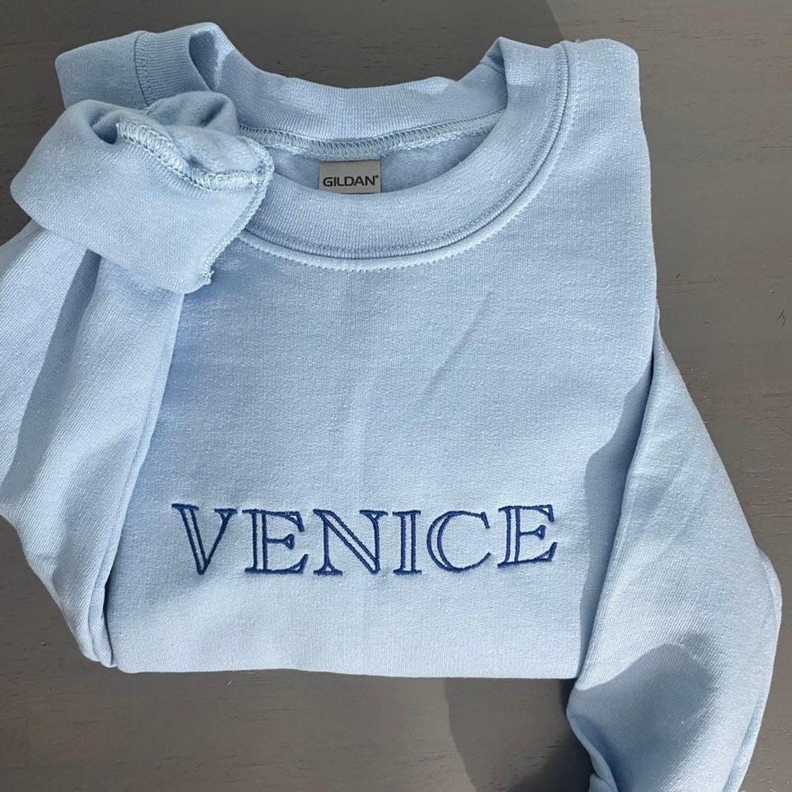 Venice Embroidered Sweatshirt Vintage Venice Embroidered Crewneck