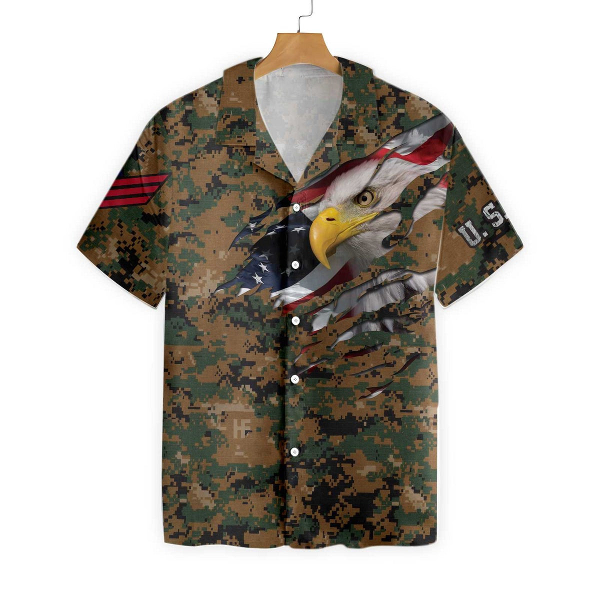 Veteran Proud US Marine Camouflage Hawaiian Shirt