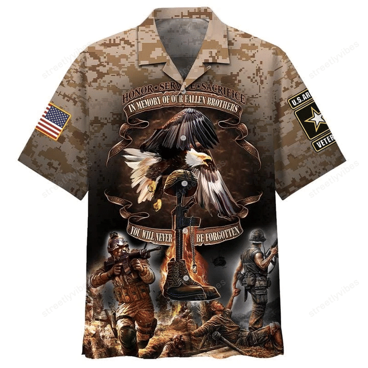 Veteran Us Army In Memory Of Our Fallen Brothers Hawaiian Shirt Hawaiian Shirt For Men