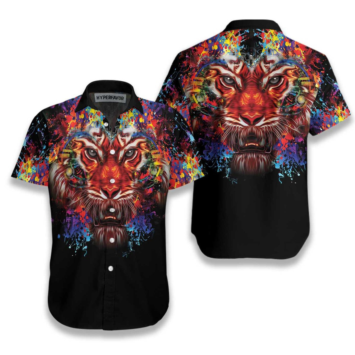 Vibrant Tiger Head Shirt For Men Hawaiian Shirt