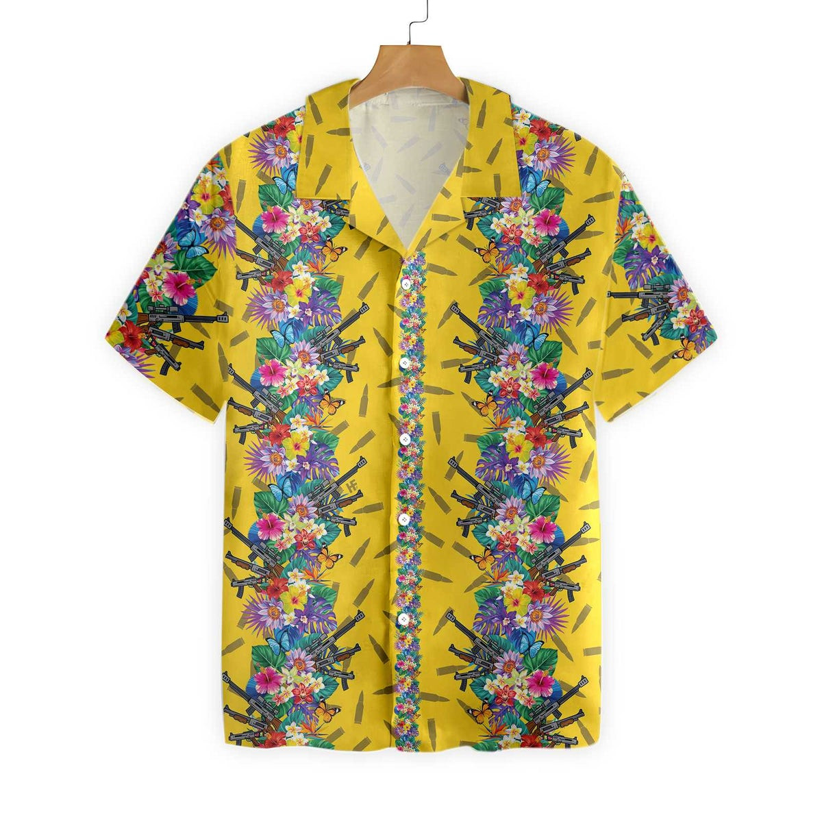 Vibrant Tropical Gun And Bullet Hawaiian Shirt