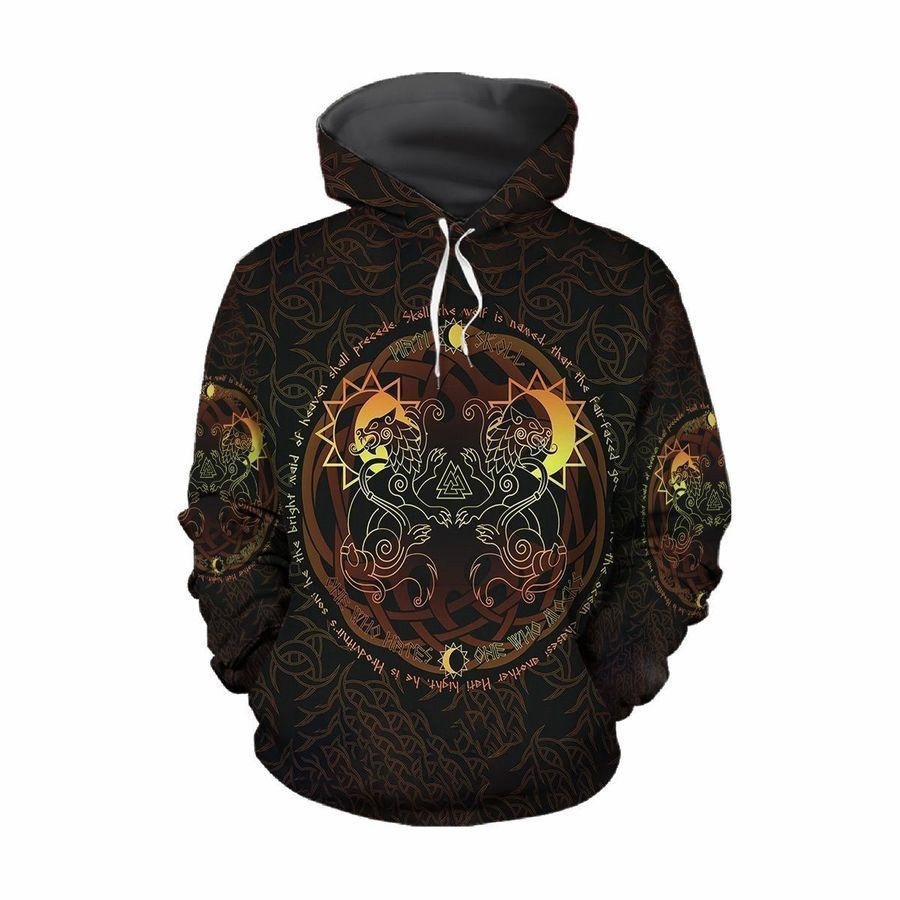 Viking Hati And Skoll Pullover And Zip Pered Hoodies Custom 3D Lineman Clothes Graphic Printed 3D Hoodie All Over Print Hoodie For Men For Women