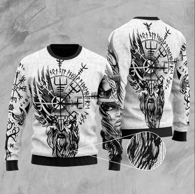 Viking Valkyrie Odins Raven Valknut Ugly Christmas Sweater Ugly Sweater For Men Women