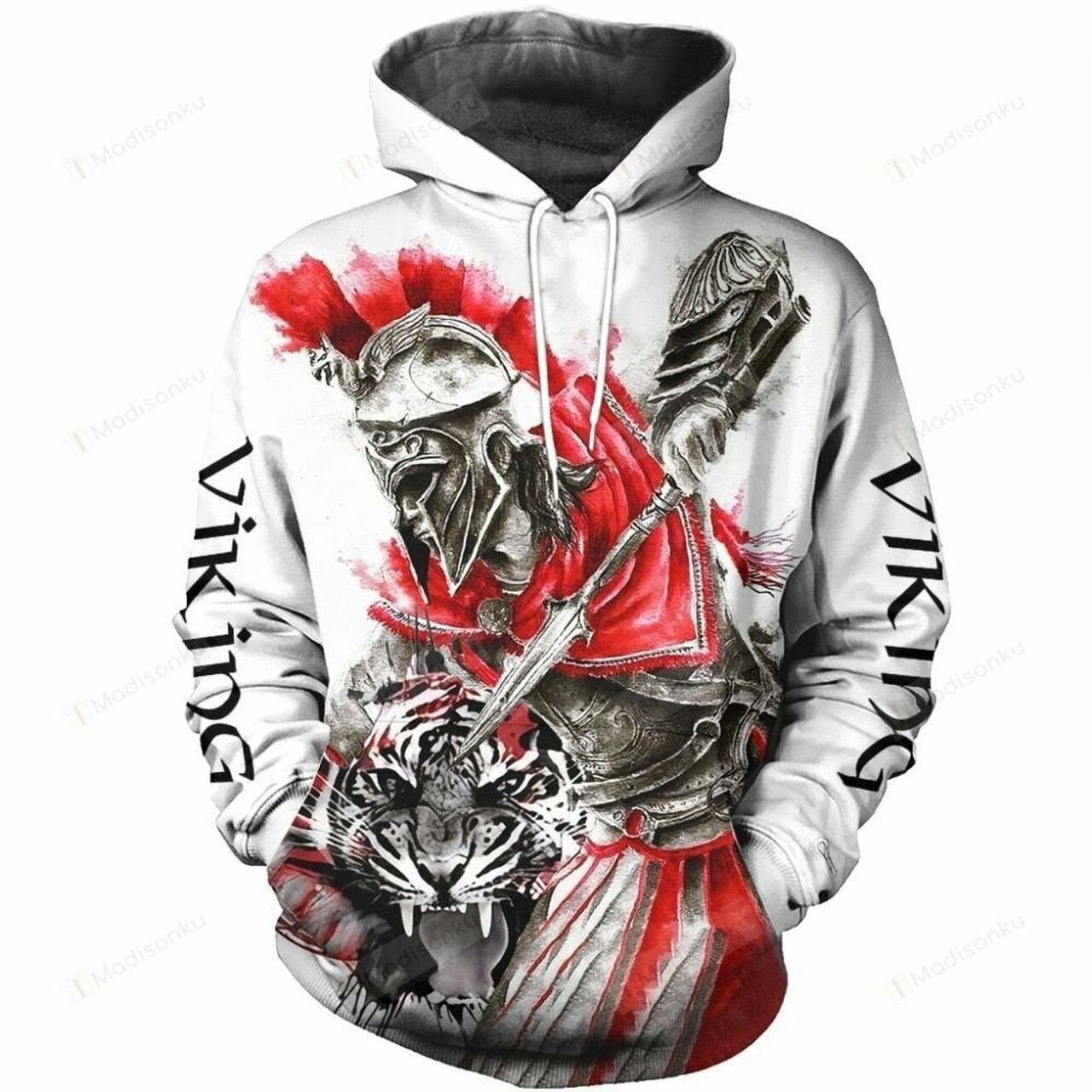 Viking Warrior And Tiger 3d All Over Print Hoodie