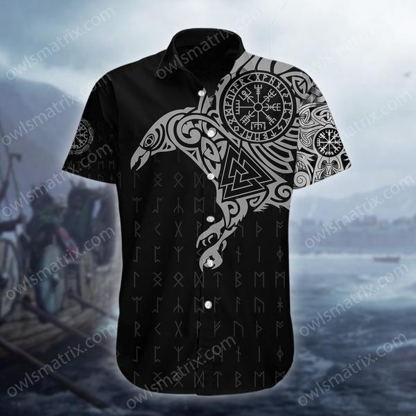 Viking Warrior Blood 1 - Hawaiian Shirt - Owls Matrix Hawaiian Shirt For Men