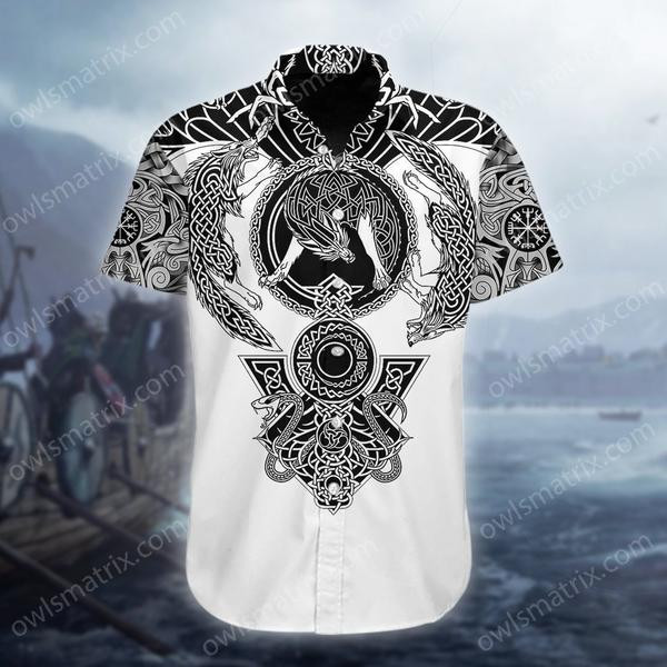 Viking Warrior Blood 2 - Hawaiian Shirt - Owls Matrix Hawaiian Shirt For Men