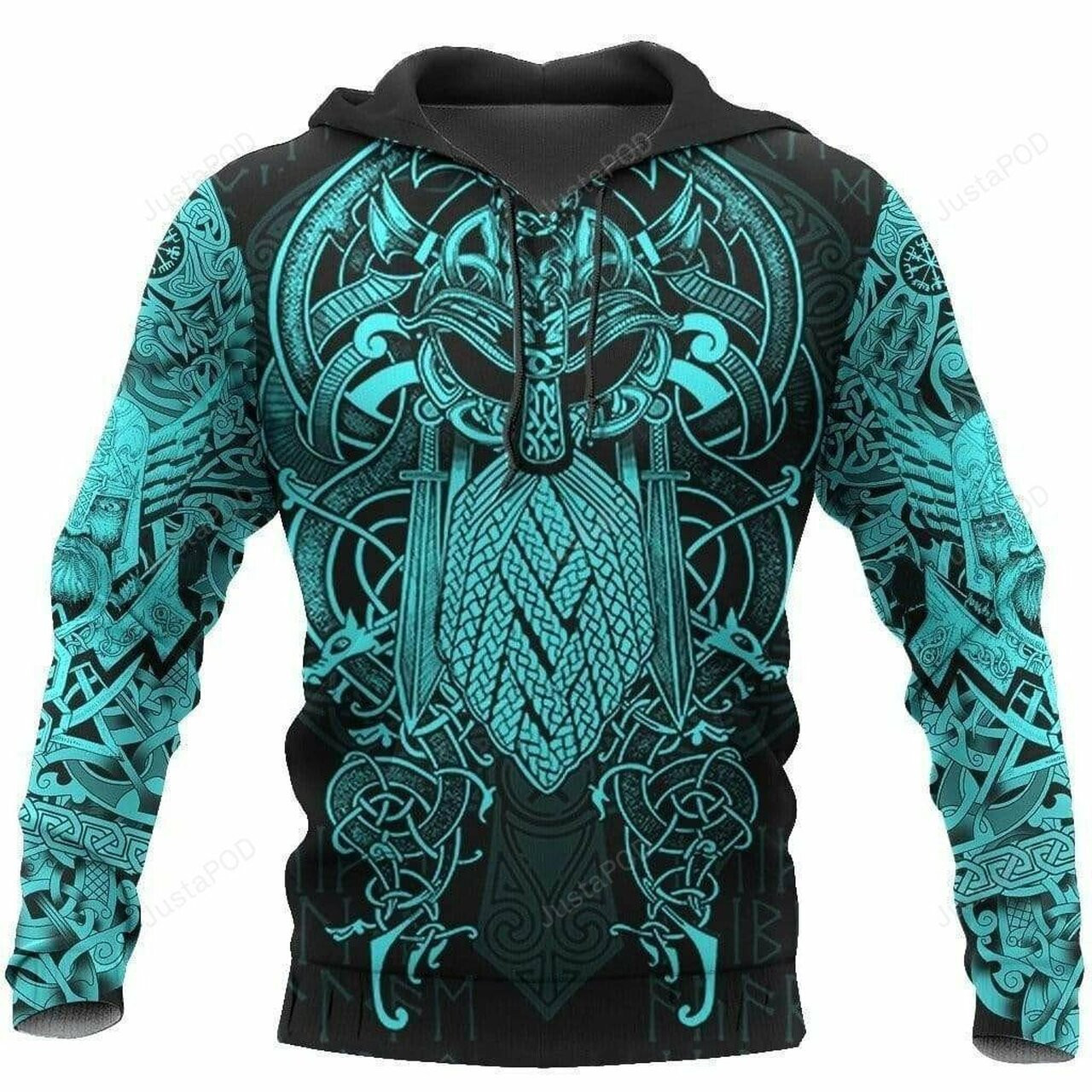 Vikings Odin Tattoo Blue 3d All Print Hoodie