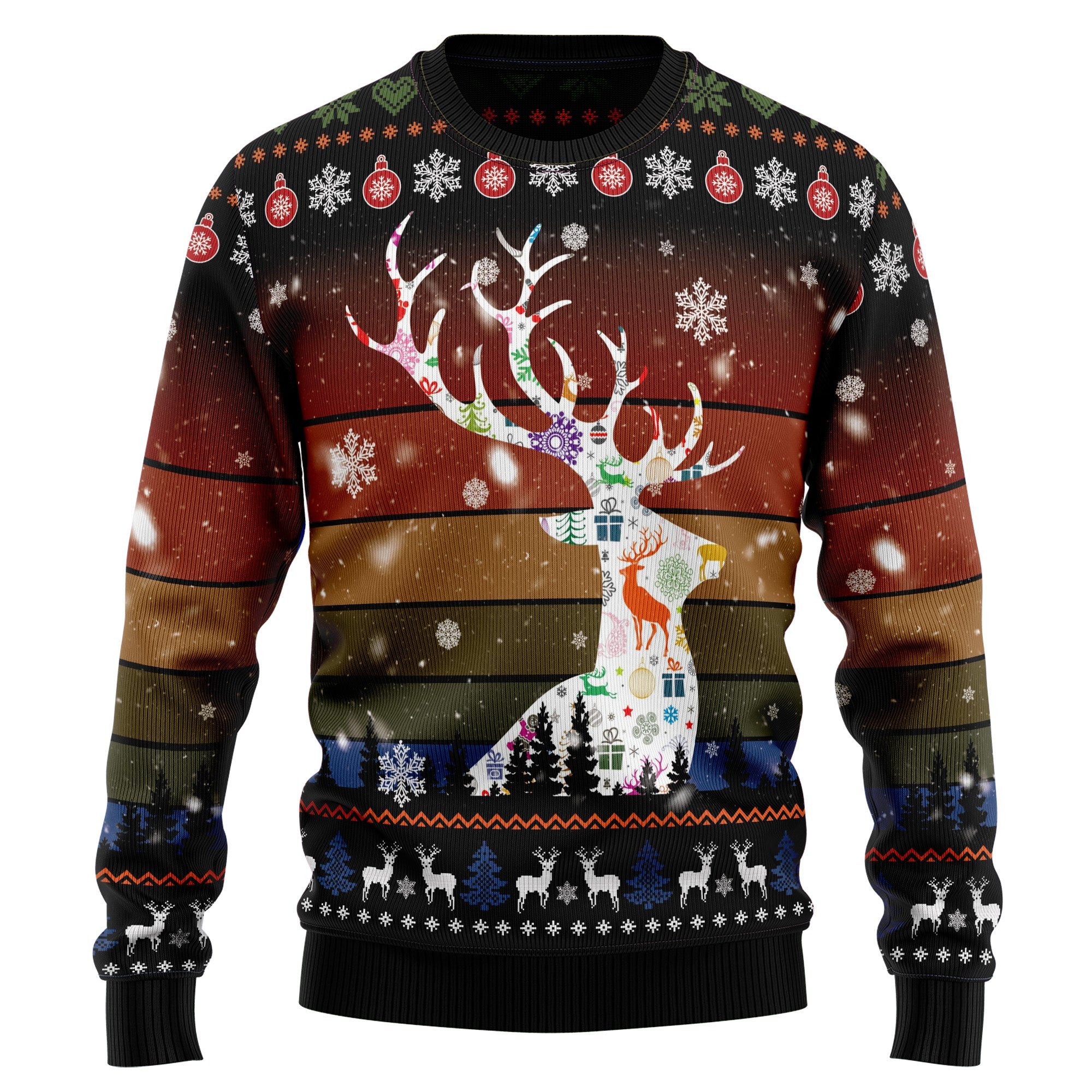 Vintage Background Awesome Deer Ugly Christmas Sweater
