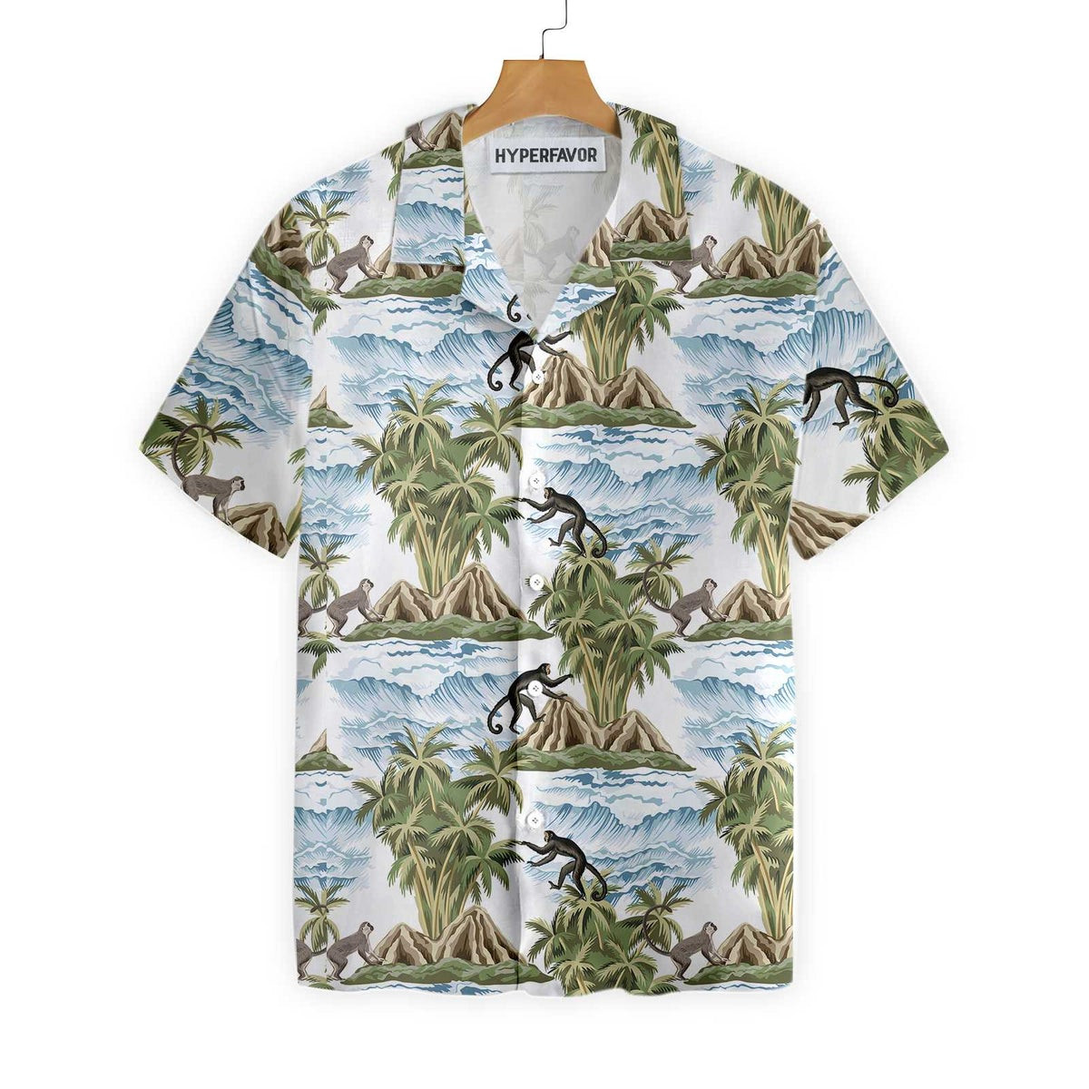 Vintage Island Palm Tree Monkey Hawaiian Shirt