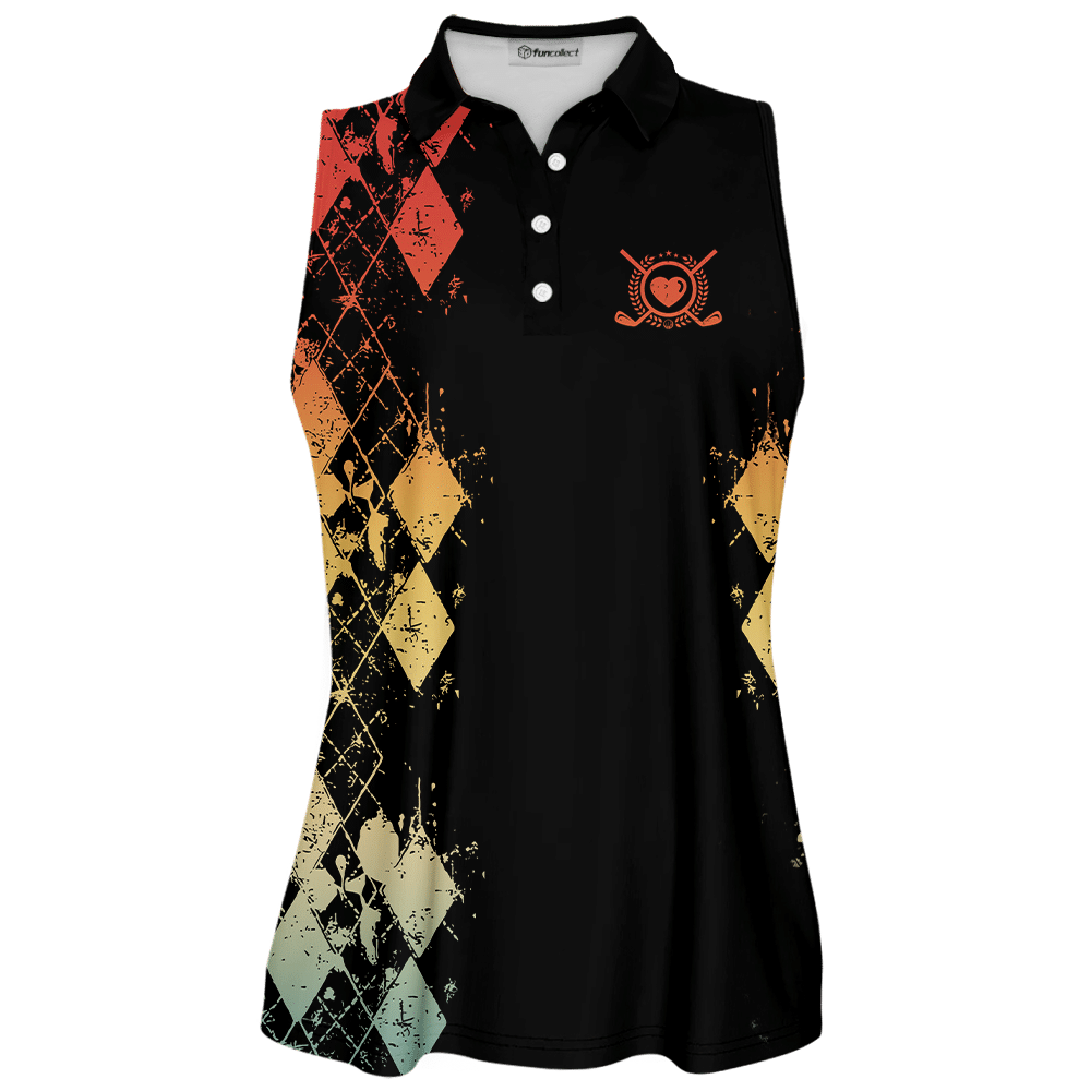 Vintage Never Underestimate An Old Woman With A Gold Club Sleeveless Polo Shirt Short Sleeve Long Sleeve Polo Shirt For Women