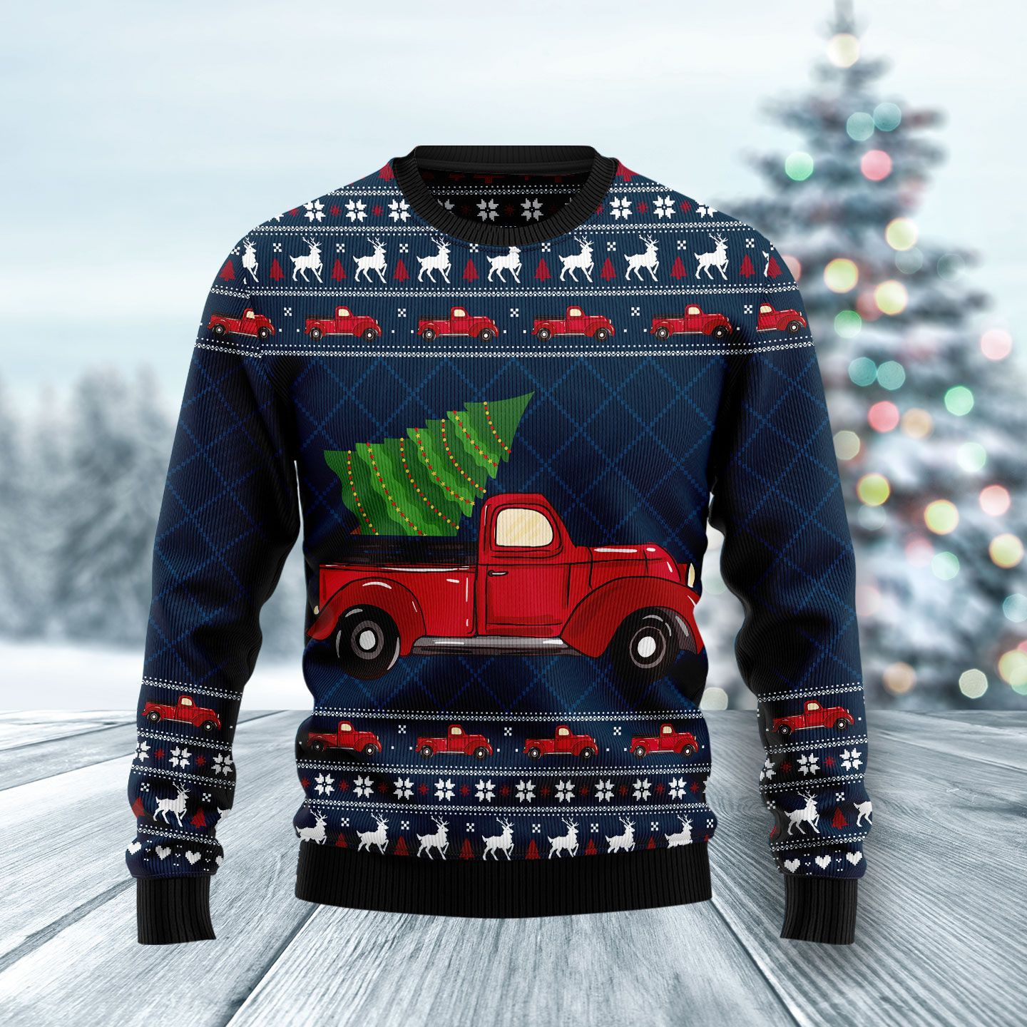 Vintage Red Truck Ugly Christmas Sweater Ugly Sweater For Men Women
