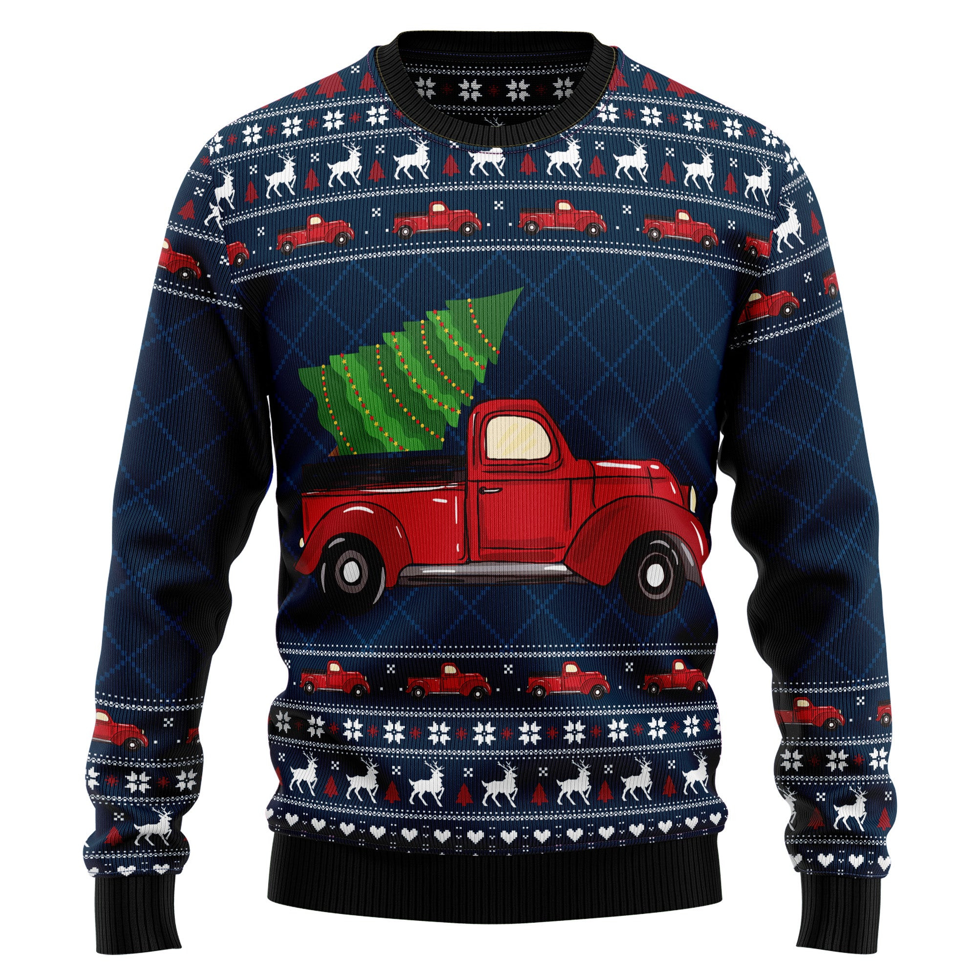 Vintage Red Truck Ugly Christmas Sweater
