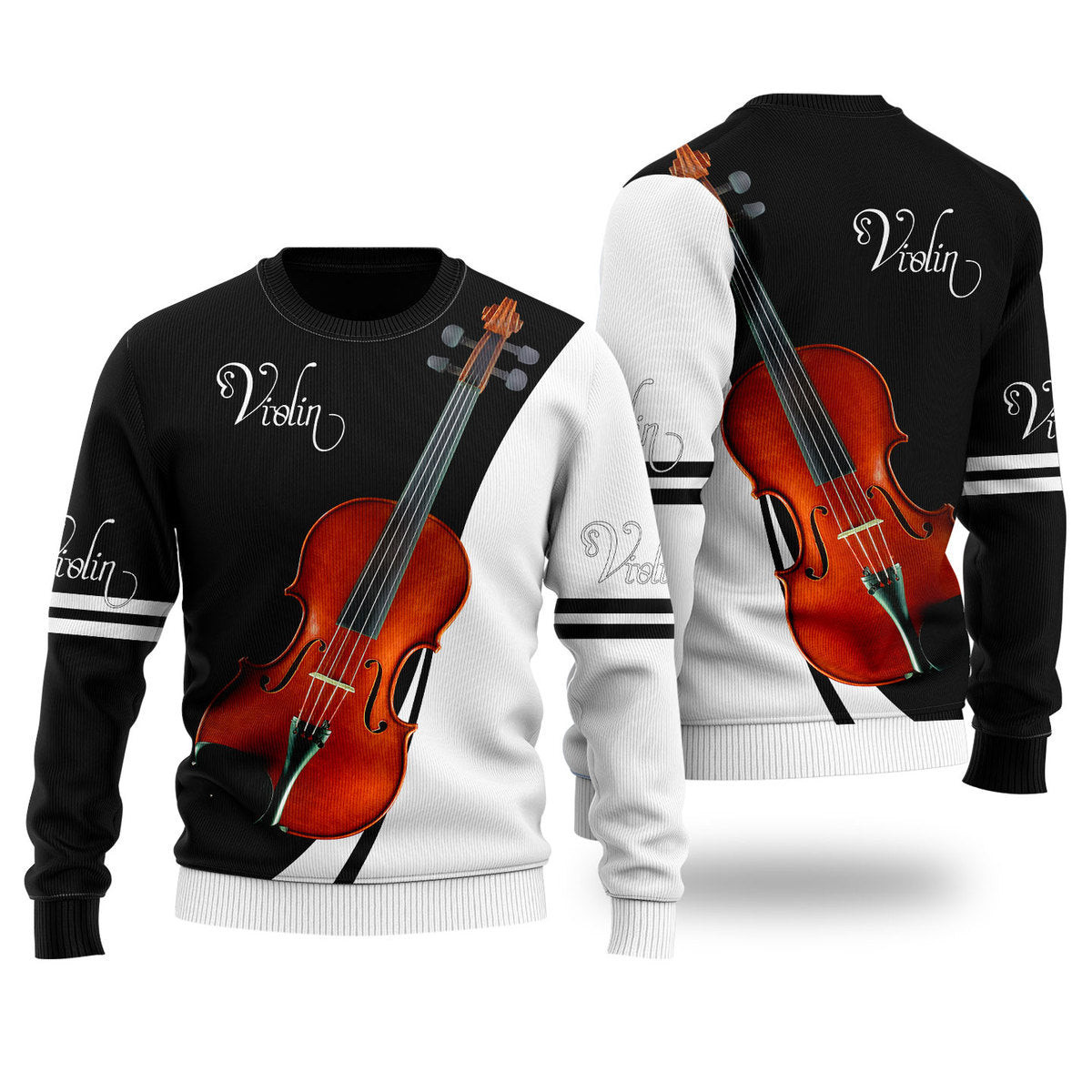 Violin Music Ugly Christmas Sweater Ugly Sweater For Men Women