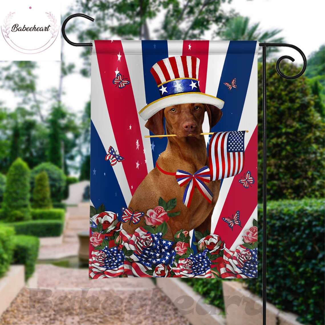 Vizsla Dog Independence Day Flag Dog 4th Of July Flag Fourth July Dog Flag USA Independence Day Proud Nation Flags