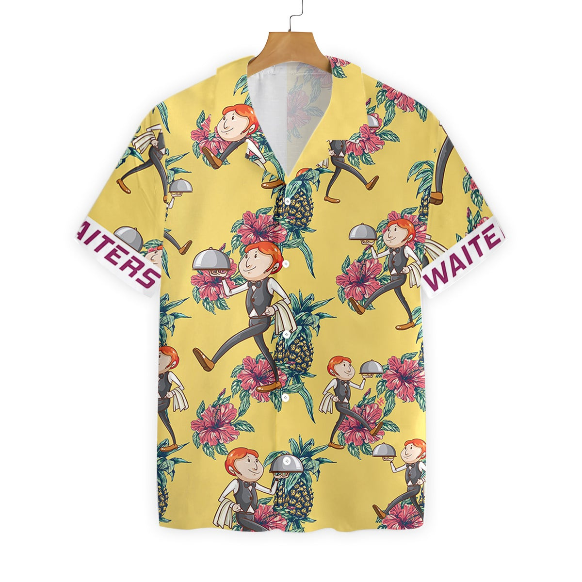 Waiters Pineapple Seamless Pattern Custom Hawaiian Shirt