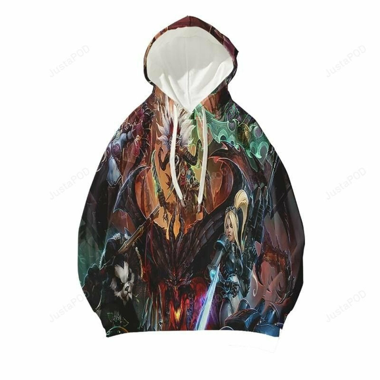 Warcraft All Characters Overlap World Of Warcraft 3d All Over Print Hoodie