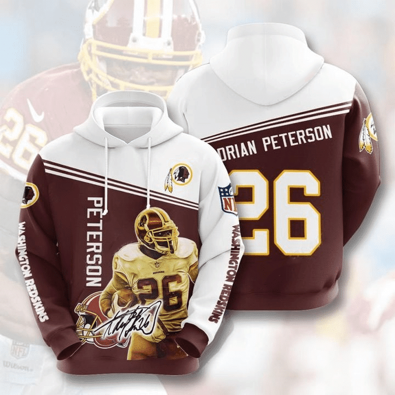 Washington Football 3d All Over Print Hoodie