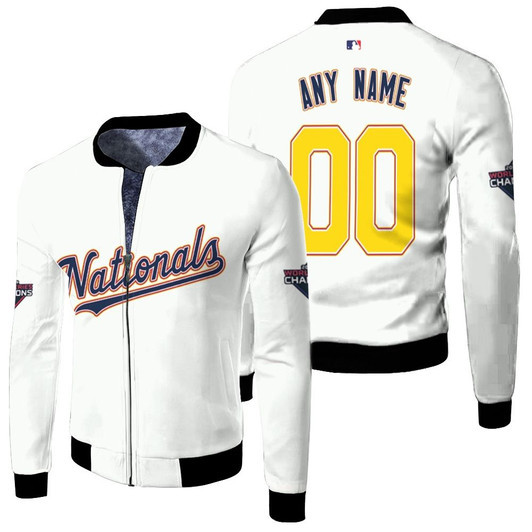 Washington Nationals 2020 Mlb Baseball Team White Jersey Style Custom Gift For Nationals Fans Fleece Bomber Jacket