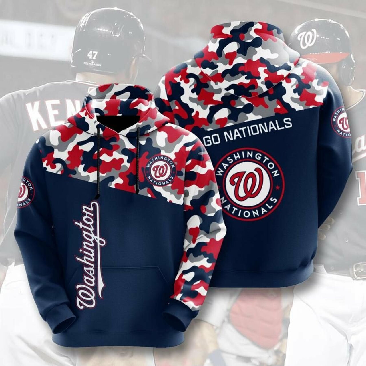 Washington Nationals 3d All Over Print Hoodie