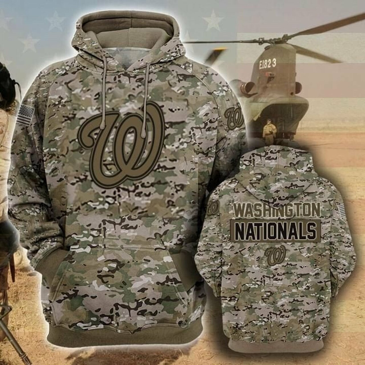 Washington Nationals 3d All Over Print Hoodie