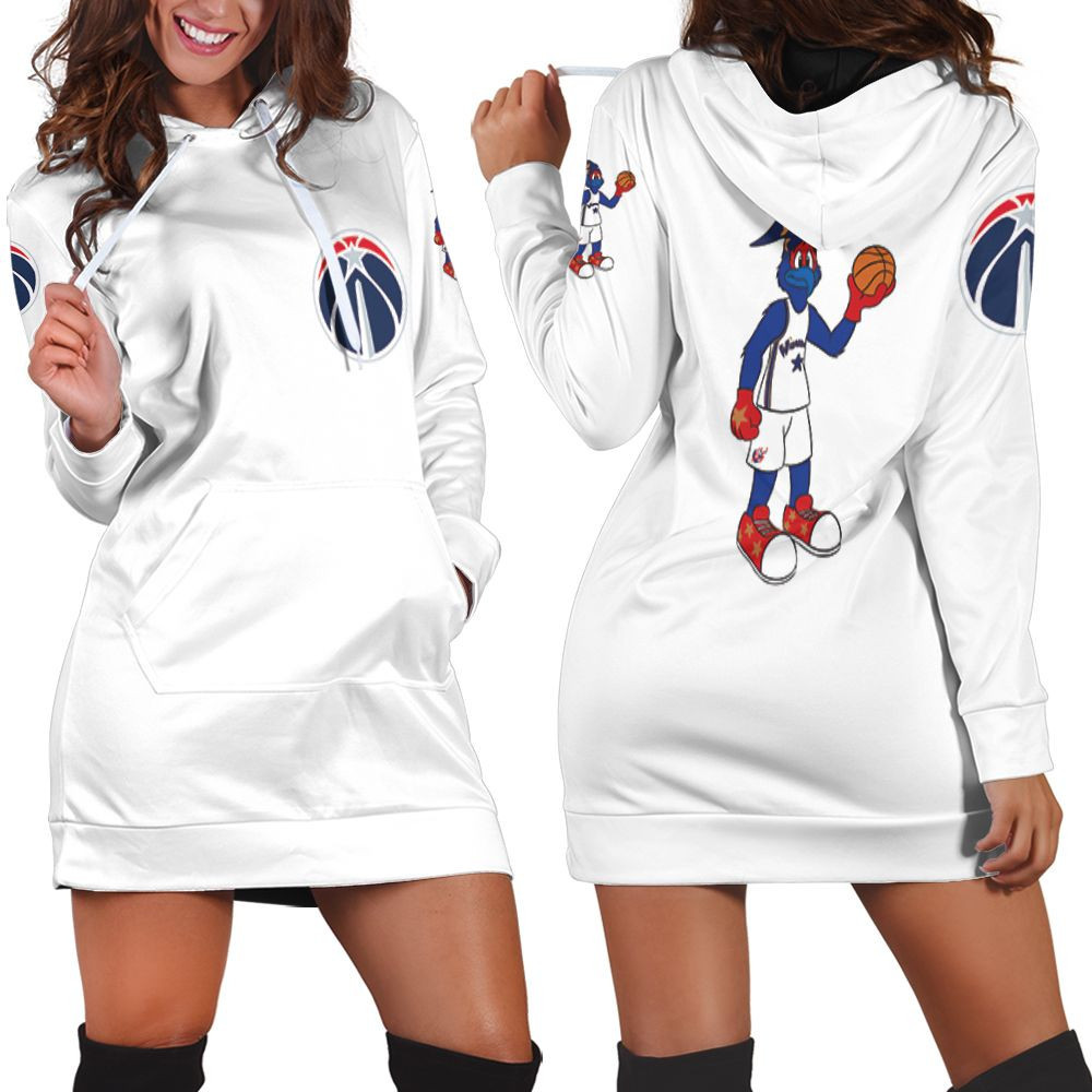 Washington Wizards Basketball Classic Mascot Logo Gift For Wizards Fans White Hoodie Dress Sweater Dress Sweatshirt Dress