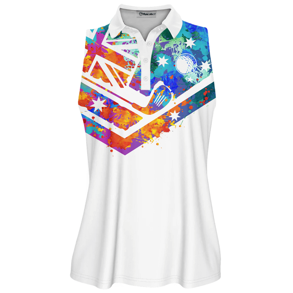 Watercolor Flag Australia I am Not Sweating I Am Using My Golf Words Golfer Gift Sleeveless Polo Shirt Short Sleeve Long Sleeve Polo Shirt