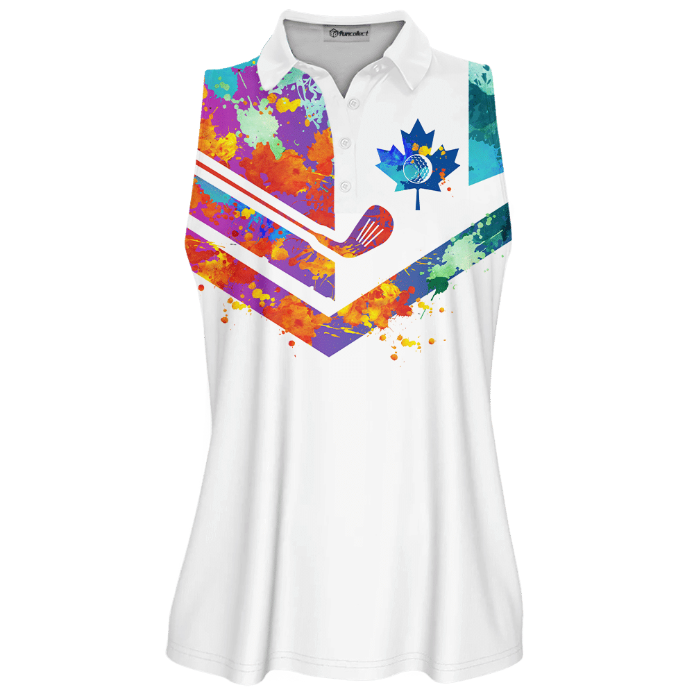 Watercolor Flag Canada I am Not Sweating I Am Using My Golf Words Golfer Gift Sleeveless Polo Shirt Short Sleeve Long Sleeve Polo Shirt