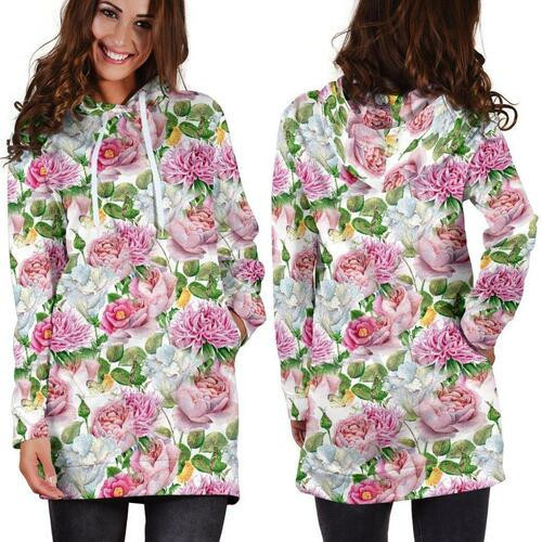 Watercolor Floral Hoodie Dress Sweater Dress Sweatshirt Dress 3d All Over Print For Women Hoodie